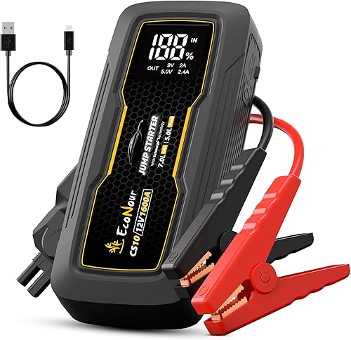 Miniatura 9 de EcoNour arrancador de batería portátil para coche 4000 A – paquete de potenciador de batería de 12 V para motores de hasta 10 L de gasolina y 10 L