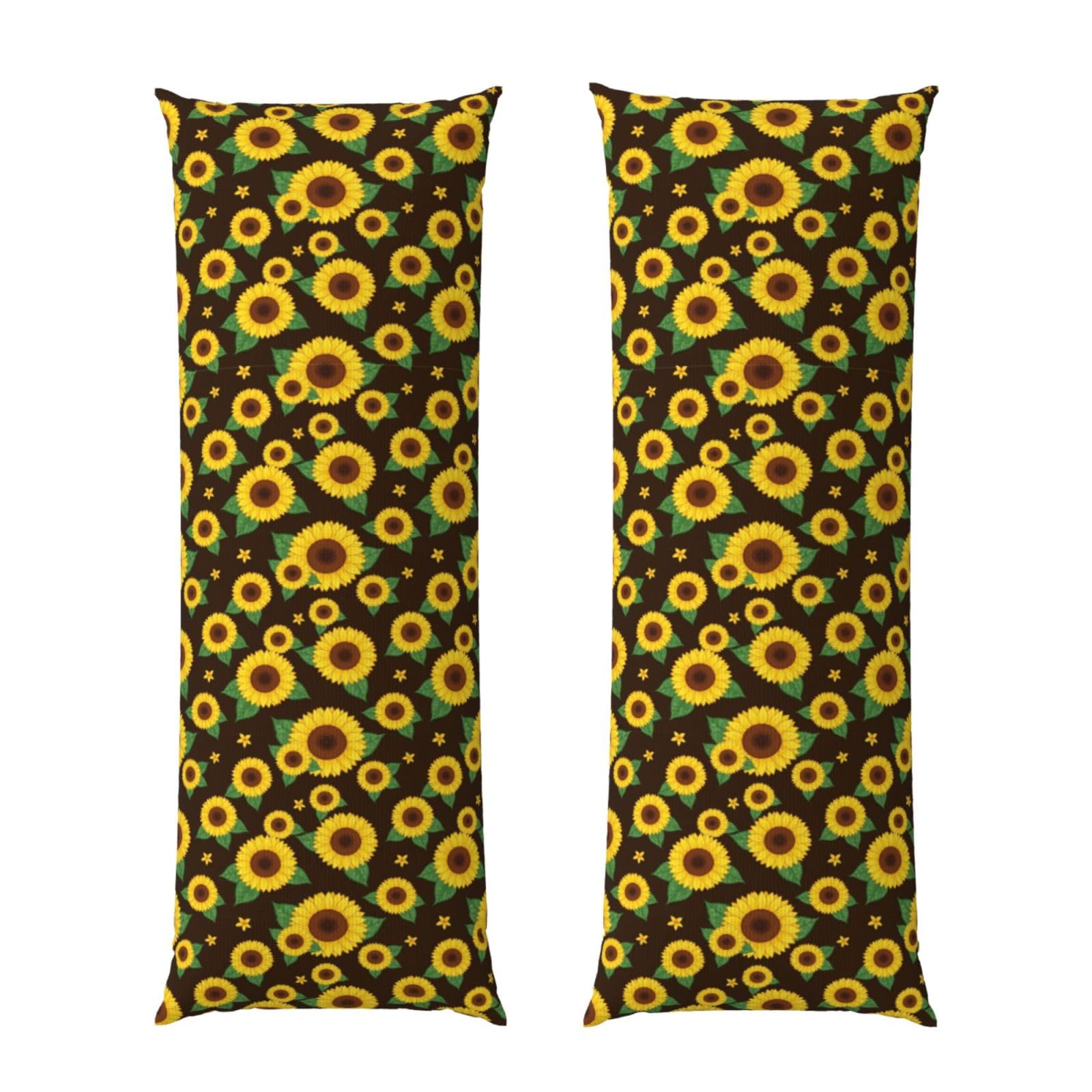 Body Pillow Case 20x60 Vintage Flowers Sunflowers, Zippered Cozy Pillow Cover, Soft Plush Cushion Protector, Machine Washable for Bed Sofa Couch