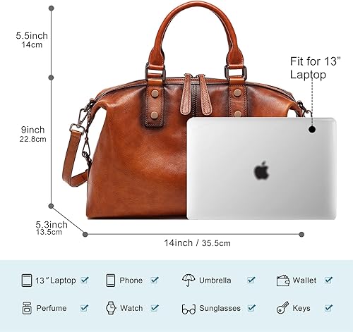 Miniatura 5 de Bolsos de cuero genuino para mujer, bolsos vintage con asa superior, bolso y bolso cruzado