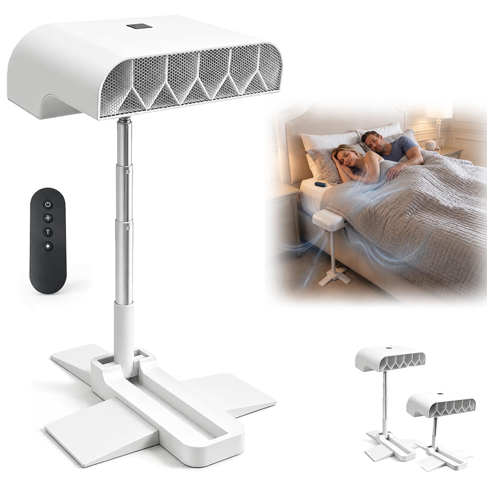Ventilateur de lit rechargeable avec télécommande pour rafraîchir sous les draps