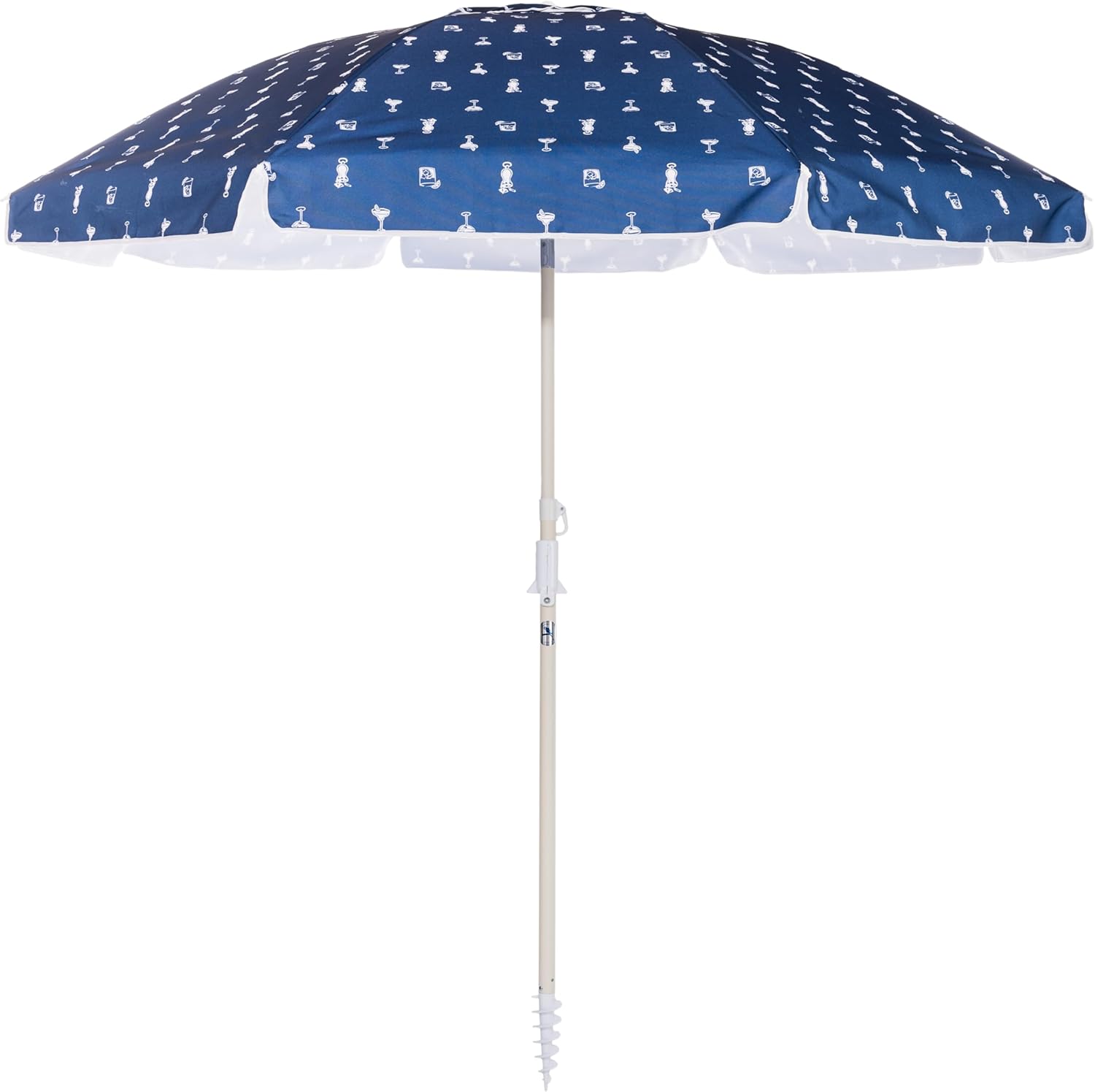 Business & Pleasure Co. Margaritaville Manana Umbrella - 6.5' Beach Umbrella Sand Anchor, 7' Tall Telescopic Aluminum Pole, UPF 50+