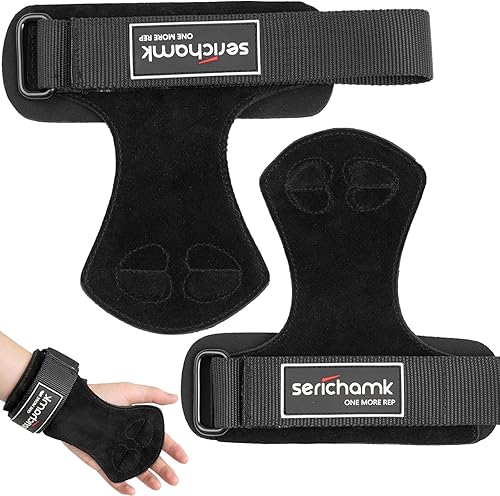 Miniatura 8 de Correas de muñeca para levantamiento de pesas con muñequeras, muñequeras de cuero para levantamiento de pesas, correas de agarre para levantamiento