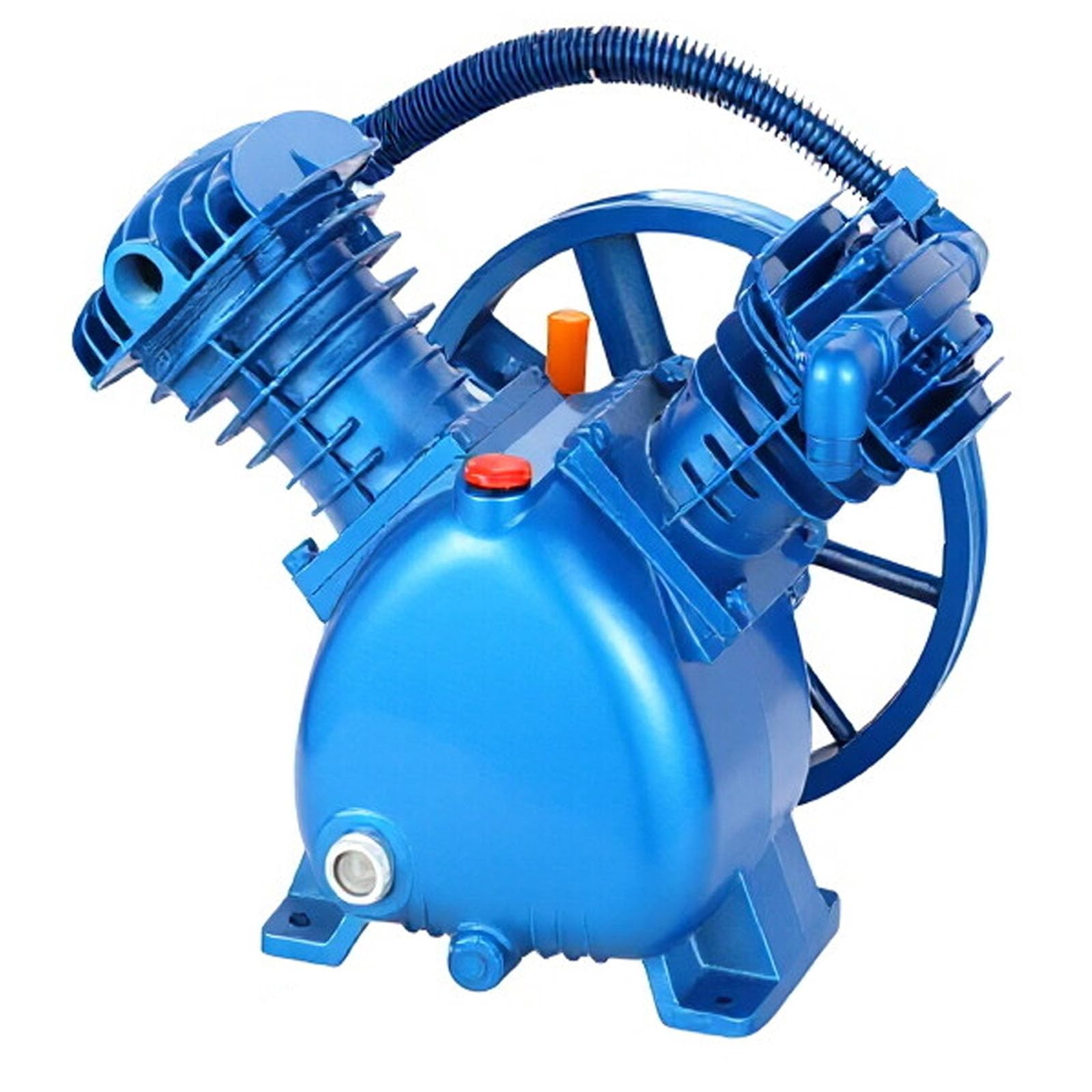 2200W Air Compressor Pump Head, V-0.25/12.5-Twin Cylinder Piston Style Splash Lubrication Pump with Nozzle, Double Stage Universal Low Energy, for Auto Repair, Carpentry Construction, Manufacturing
