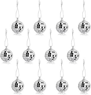 12 Pcs Silver Disco Mirror Ball for Party Decoration, Christmas Tree Wedding Birthday Party Ornaments(4CM)