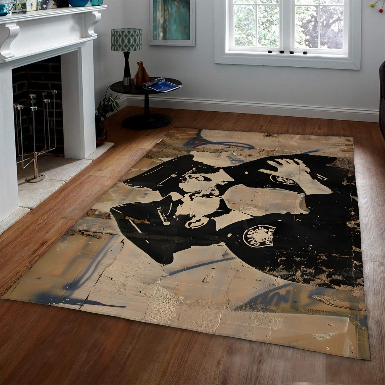 Tapis street art moderne lavable et antidérapant 90x150cm pour salon propre