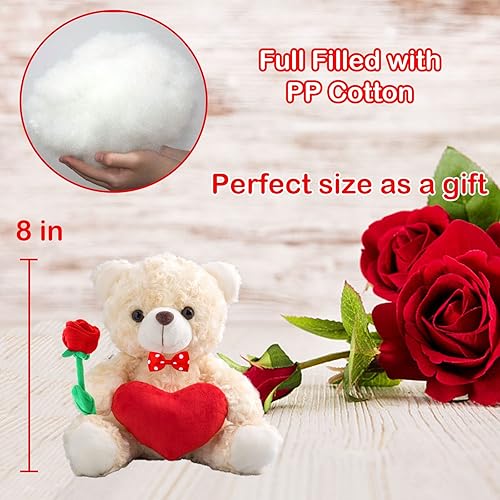 Miniatura 3 de Oso de peluche personalizado con foto y texto personalizado en el corazón, animales de peluche, oso de peluche de San Valentín con rosa y lazo como