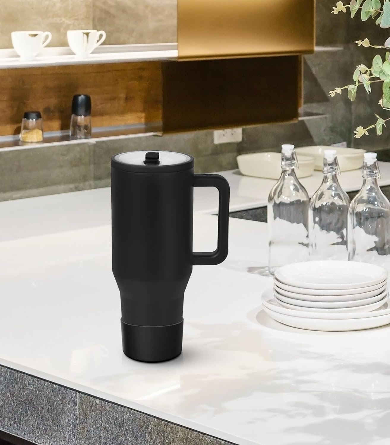 2PCS Protective Silicone Boot Bumper for Hydrojug Traveler 40 OZ Tumbler, Water Bottle Bottom Sleeve Cover Accessories for Hydrojug Mug Cup(Black)