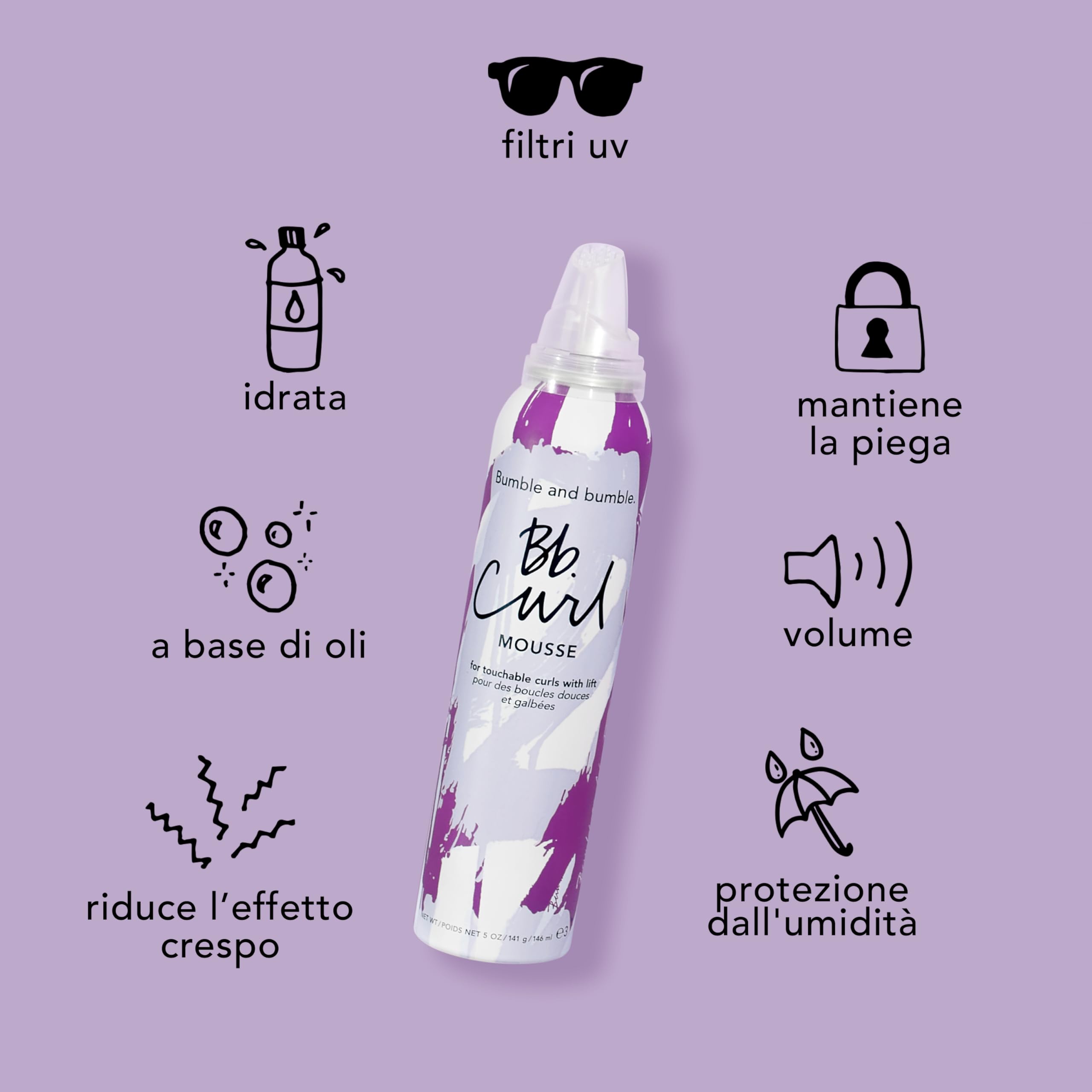 Bumble and bumble. Curl Mousse - Mousse Anti-crespo per Ricci Morbidi e Voluminosi - Con Olio di Jojoba, Olio di Avocado e Olio di Cocco - Capelli Mossi e Ricci (146 ml)