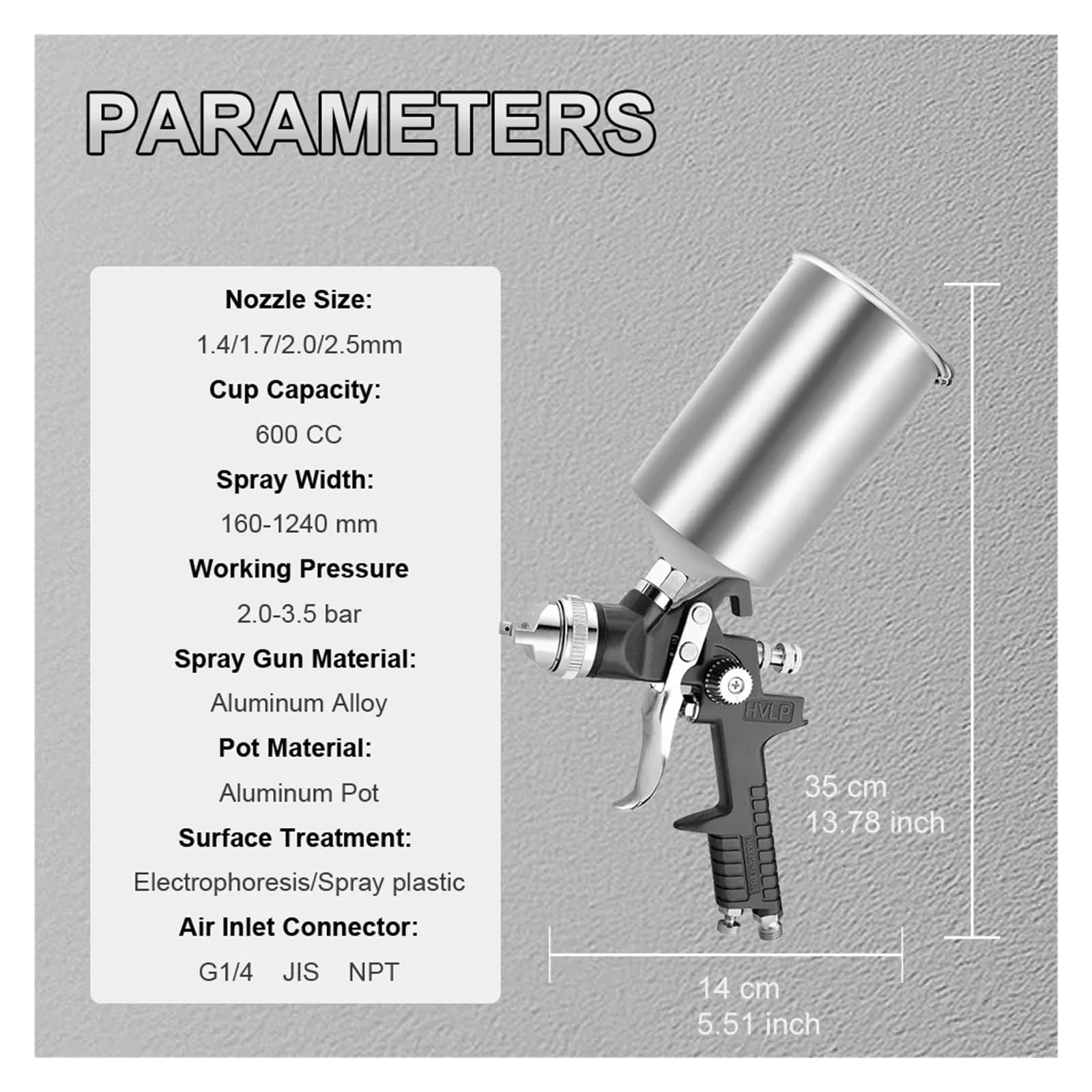 Pistolet lakierniczy H-827 - Pneumatyczny pistolet natryskowy z dyszami 1,4/1,7/2,0/2,5 mm, zestaw do samochodów i mebli,Wysoka wydajność(2.0mm)