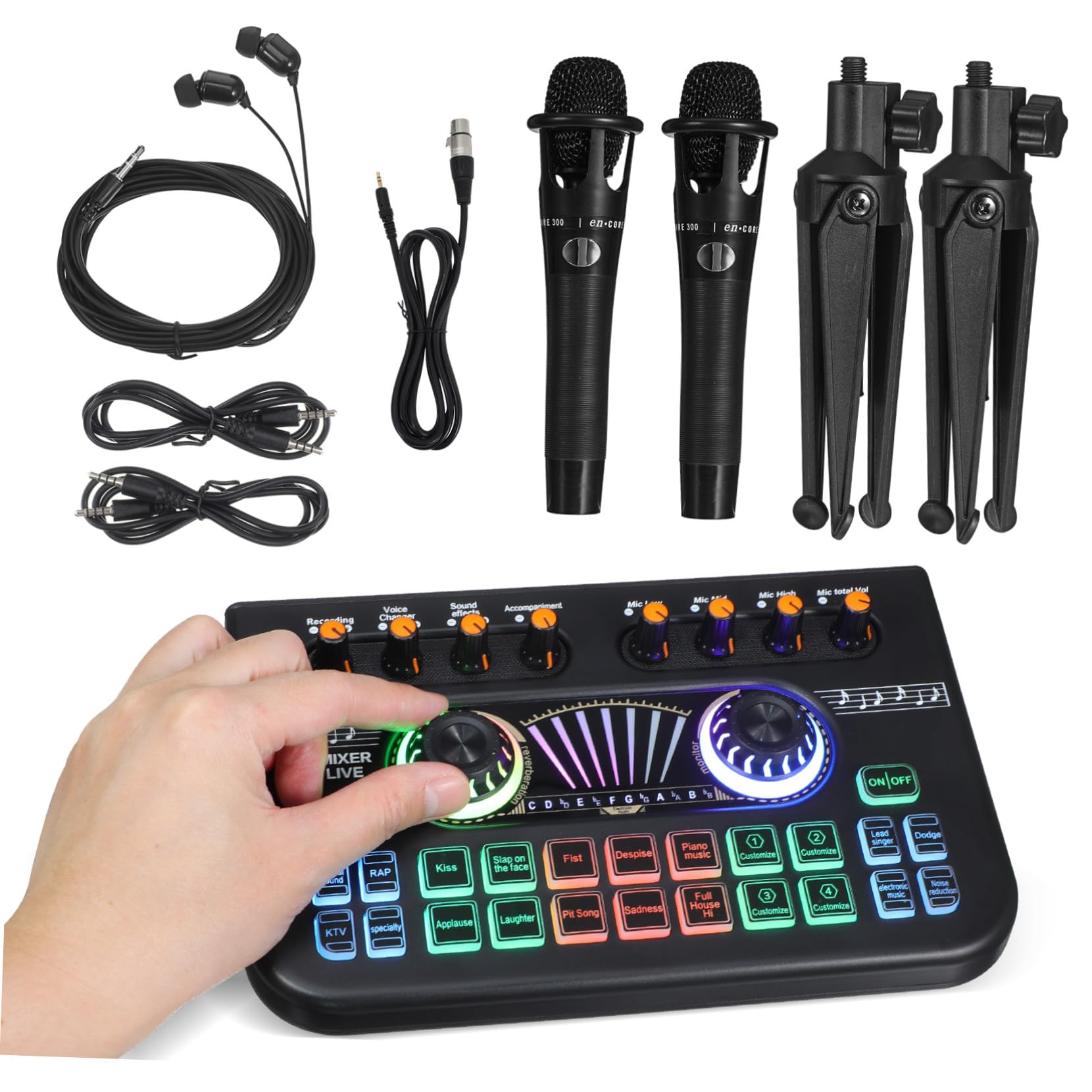Cabilock Professionelles Podcast Mikrofon Bundle mit E300 Doppelmikrofon und X3 Soundkarte Multifunktionales Dj Equipment aus Metall und Kunststoff für Live Streaming und Podcasting