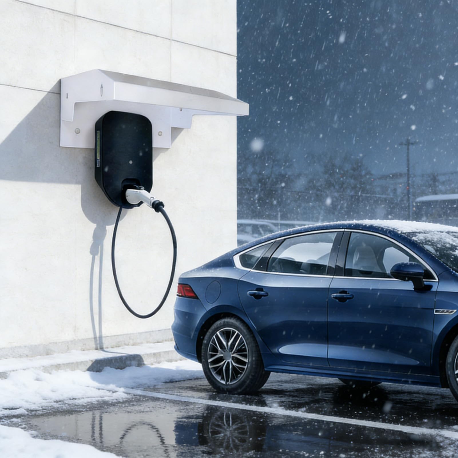Borne de recharge électrique protégée de la pluie : auvent extérieur étanche