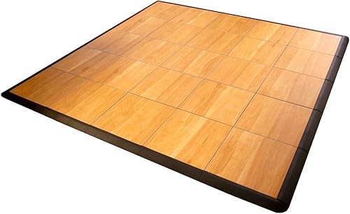 Vista 24 de Big Floors 3X3DKOAKFLOOR Kit de pista de baile modular de plástico ligero entrelazado (3 x 3 pies), roble oscuro, 21 piezas
