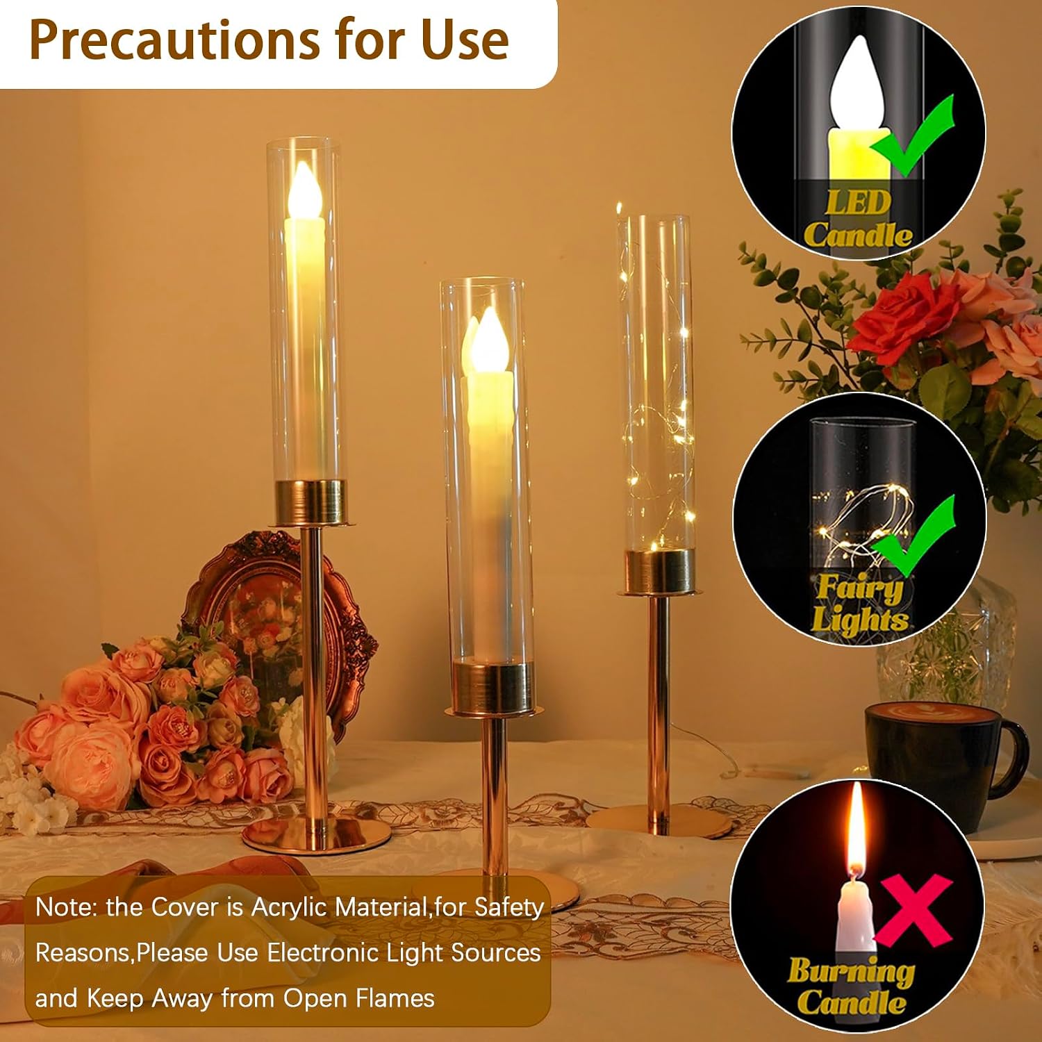 6PCS Acrylic Candle Holder for Table Centerpiece image 3