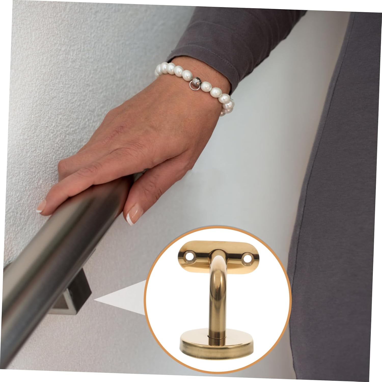Stainless Steel Handrail Brackets Handrail End Brackets for Indoor Stairs Heavy Duty Wall Mount Accessory