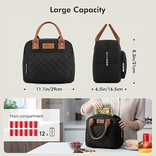 Miniatura 2 de HOMESPON - Lonchera para mujer y hombre adultos con bolsillo frontal, bolsa térmica para almuerzo reutilizable, contenedor para el trabajo, picnics