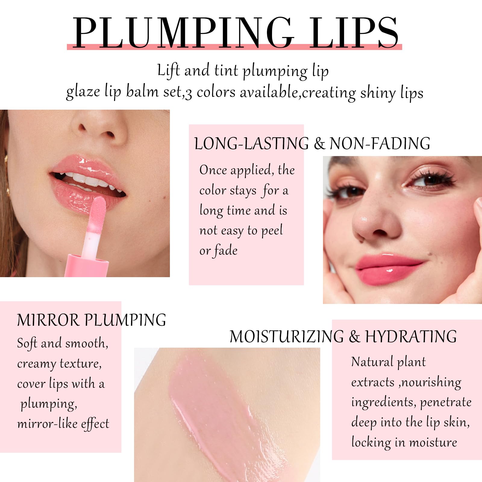 Prreal 2Pcs Lip Gloss Lip Balm Set, Lip Plumper Gross Lip Jelly Tinted, Moisturizing Lip Gloss Lip Jelly Lipstick Set - Image 3