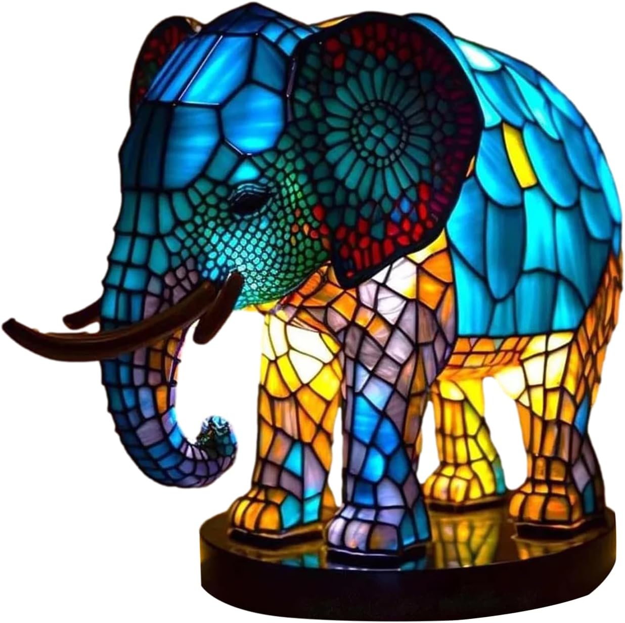 Vintage Animal Table Lamp | Tiffanies Style Stained Glass Lamp | Stained Glass Stacked Night Light | Bohemian Animal Table Lamps for Living Room | Aesthetic Room Decor for Bedroom