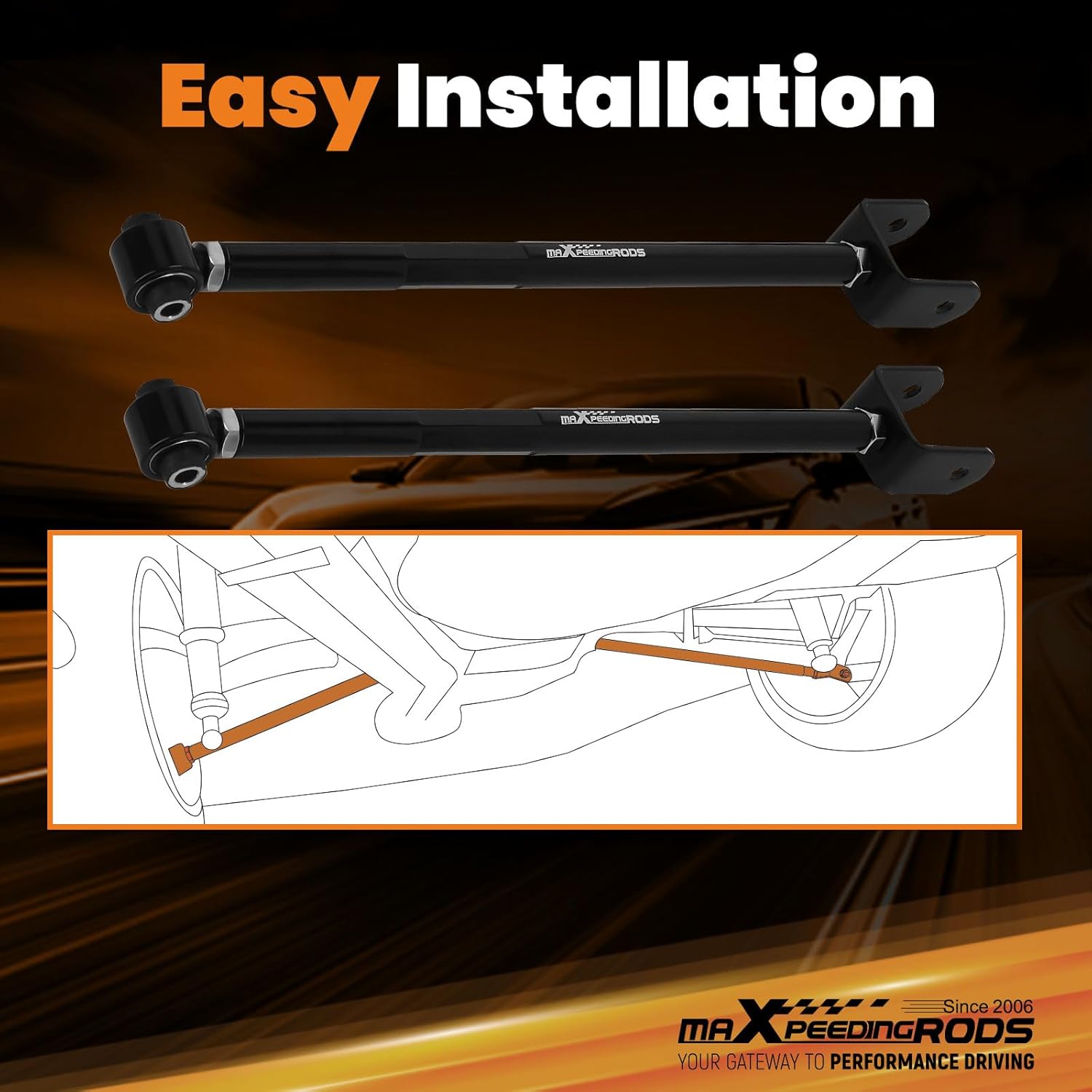 Diagram showing easy installation of rear lower control arms