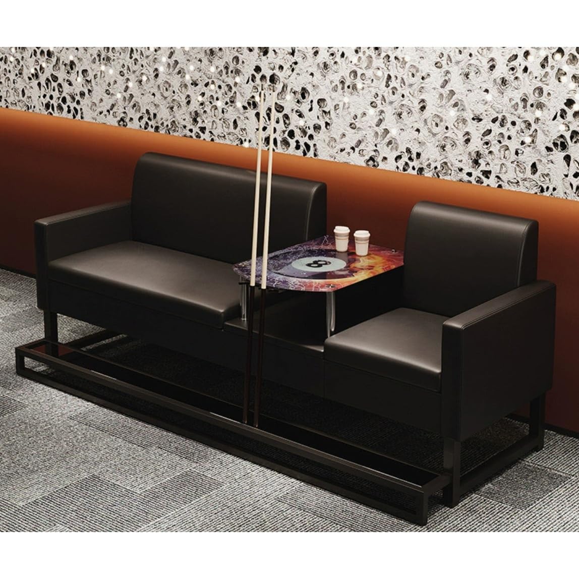 KIBONCY Modular Restaurant Booth Seating Set, Multi-Size & Color, with Coffee Table & Divider, for Cafe, Bar, Gaming Room(C)