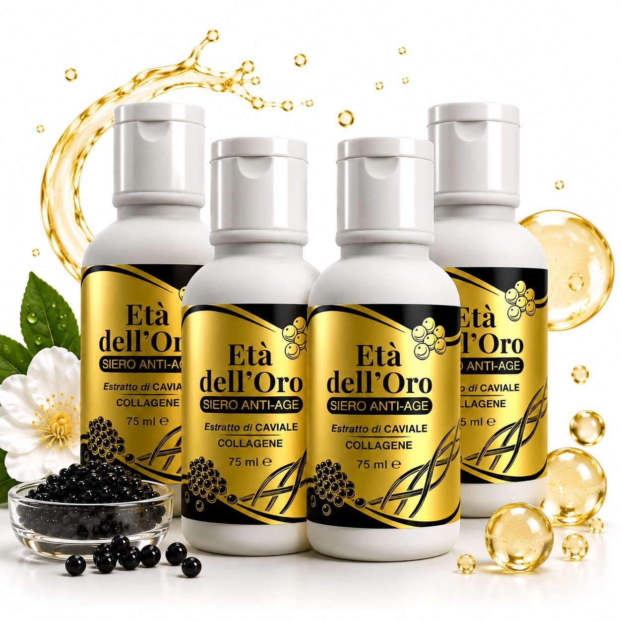 Età dell'Oro Crema Viso Antiage Oro Colloidale Caviale Collagene 300 ml | Oro colloidale, Estratto di caviale, Collagene marino, Acido ialuronico, Idratante, Rassodante, Antiage, 300ml