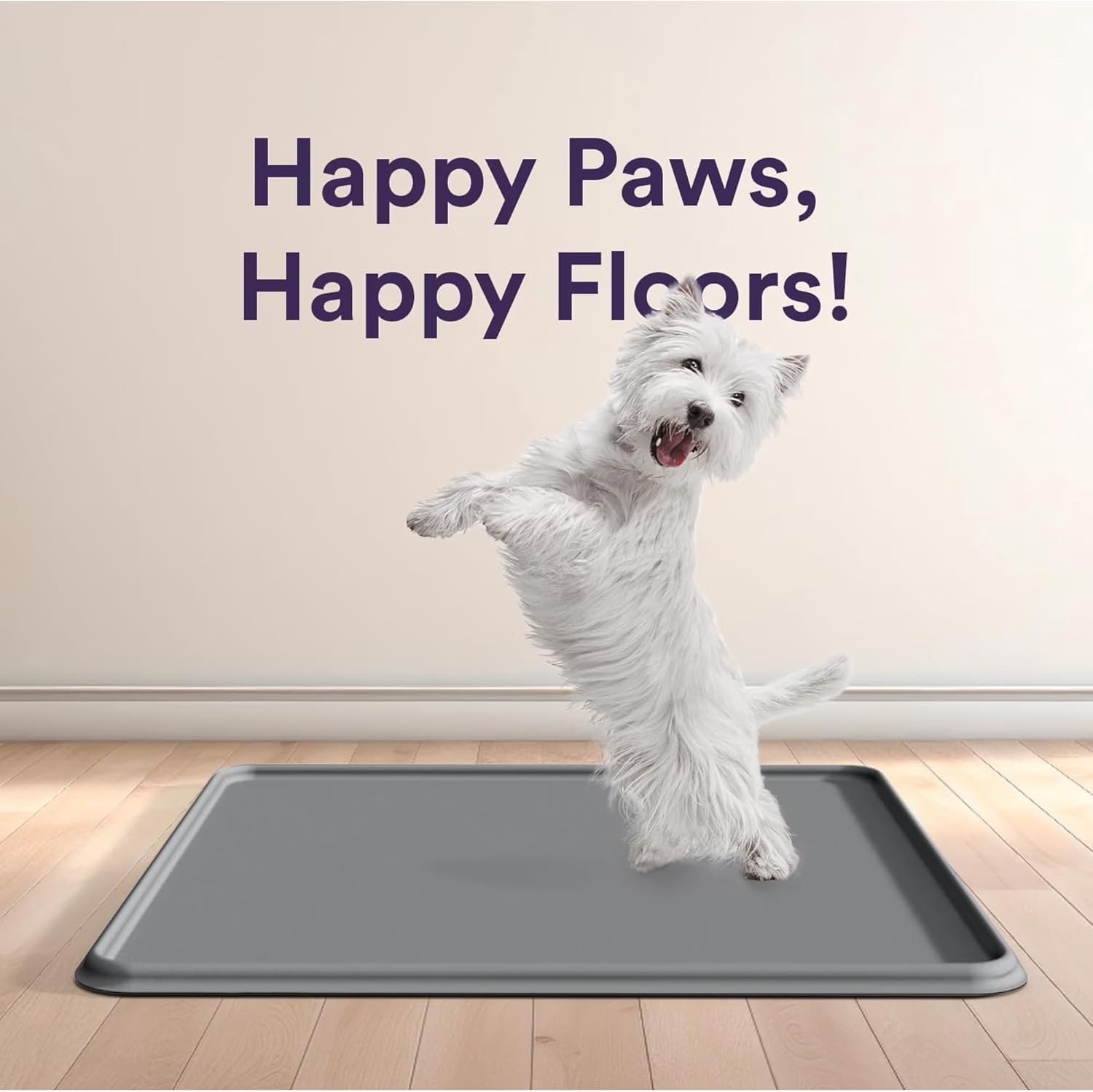 Pee Pad Tray Holder for Dogs - Square Potty Training Pads No Spill Raised Lip High Edge Silicone Mat, Extra Thick and Non-Slip for Indoor Floor Protection (24×24in, Grey)