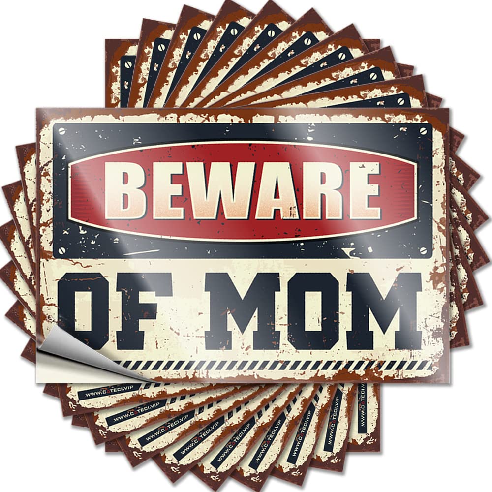 Car Stickers for Men Beware of Mom Funny Sticker 10 Pcs Bumper Sticker Stickers for Car(8X12CM)