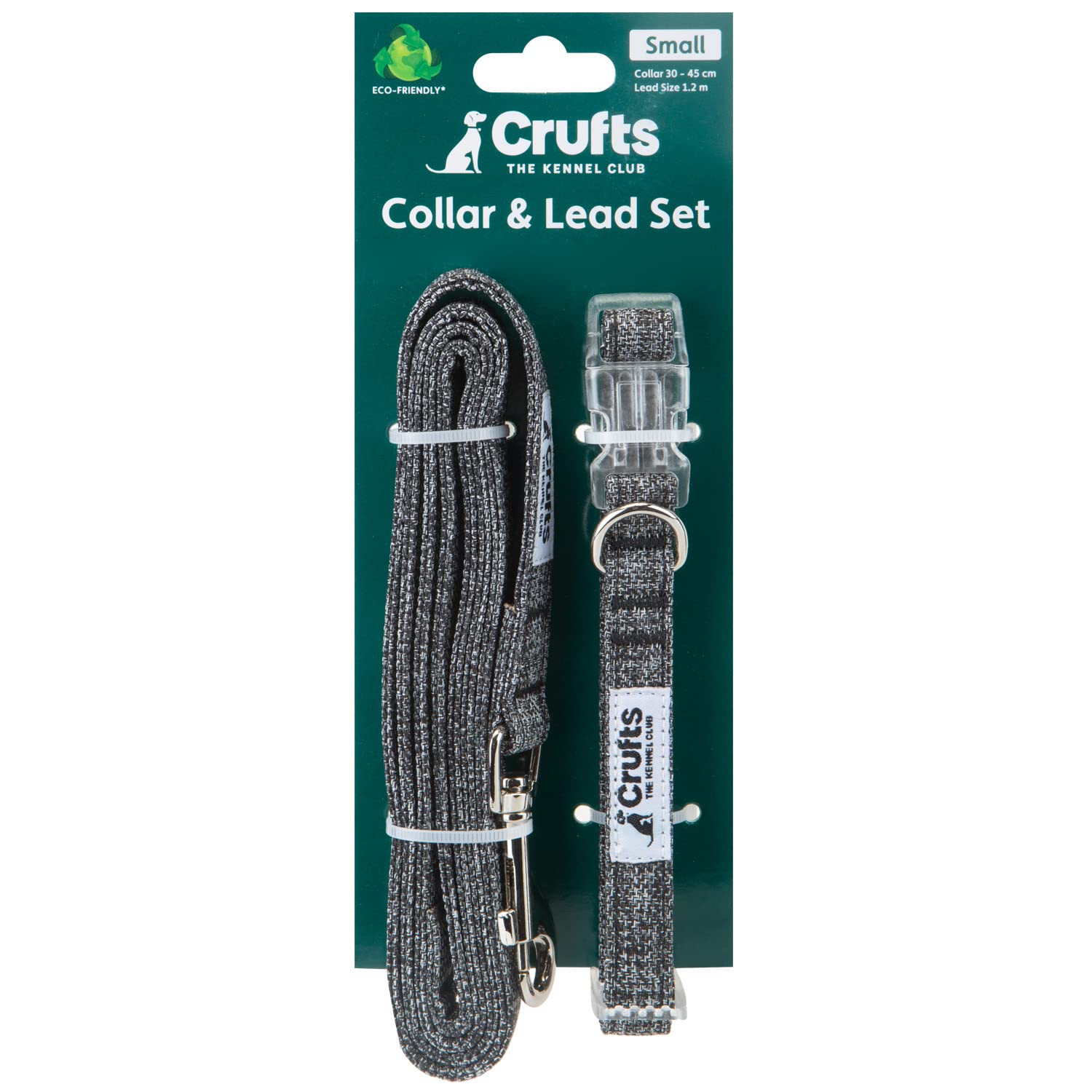VFM/Crufts - Small Grey Eco Set Collar & Lead for Dogs