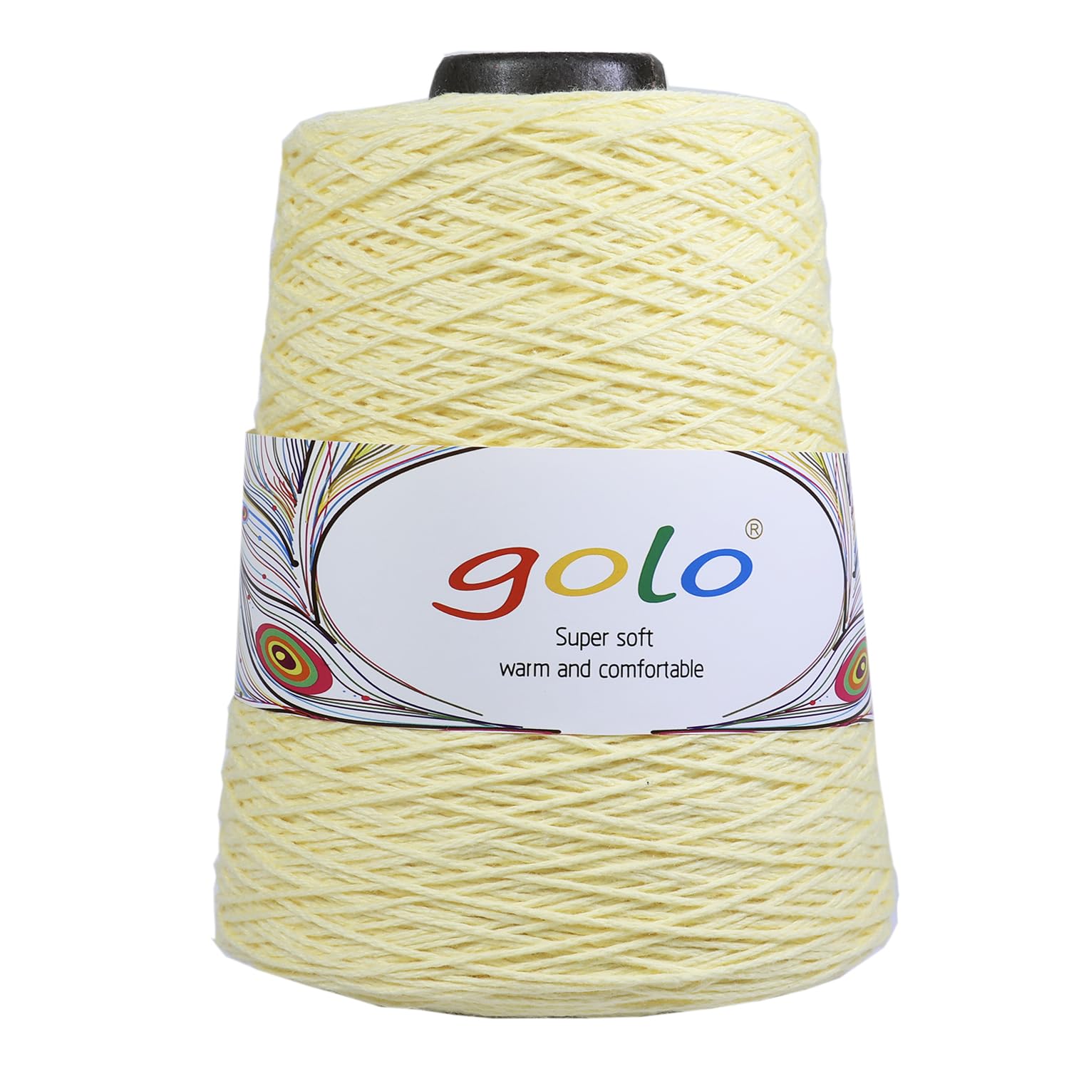 golo Cotton Cone Yarn 6/4 Cotton Yarn for Hand Knitting Crochet Yarn 500-Light Yellow