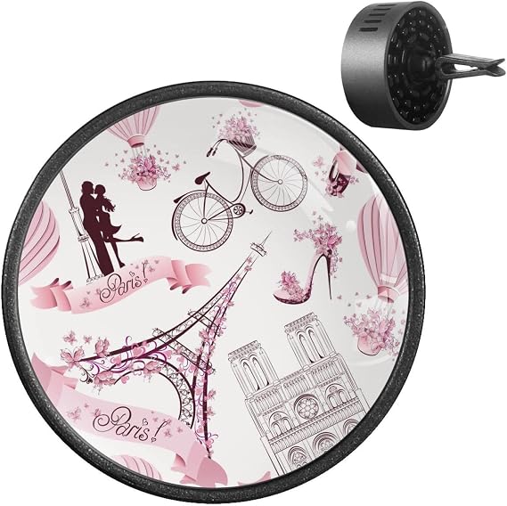 Pink Paris Elements 2PCS Custom Car Aromatherapy Air Freshener Diffuser Car Fragrance Diffuser Locket Car Diffuser Vent Clip Apply for Car, Office, Kitchen