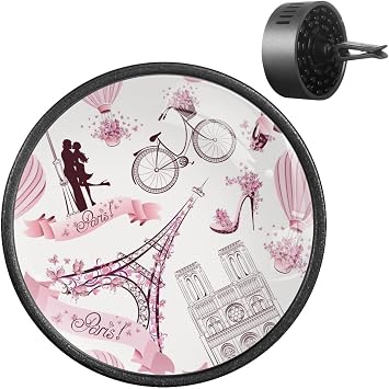 Pink Paris Elements 2PCS Custom Car Aromatherapy Air Freshener Diffuser Car Fragrance Diffuser Locket Car Diffuser Vent Clip Apply for Car, Office, Kitchen