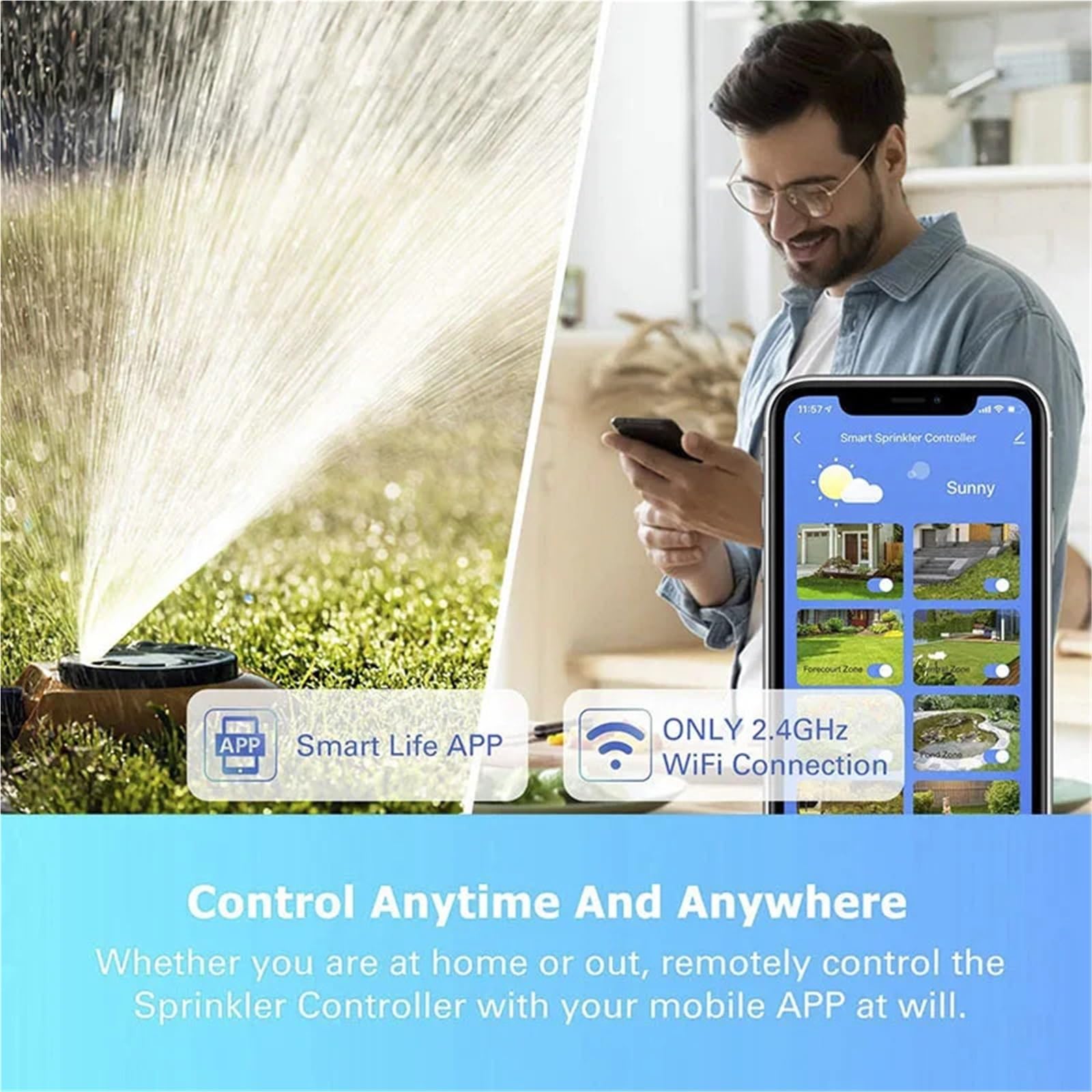 Controlador de riego. Controlador De Riego Inteligente De 8 Zonas, Compatible con Control De Bomba con Sensor De Lluvia, De Riego Temporizador de riego