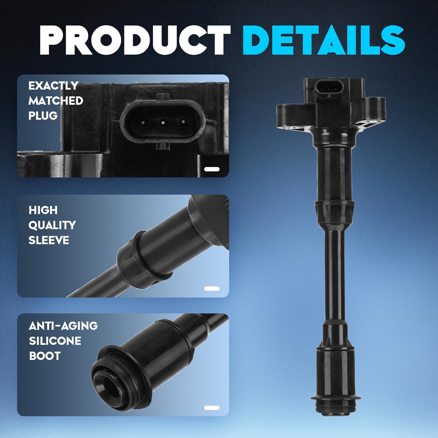 Ignition Coil Pack for Ford Escape 2013 2014 2015 2016, Fusion 2013-2014, Transit Connect 2014-2016, Fiesta 2014-2019 1.6L L4 UF674 UF-674 C1830 5C1887 DG551-4 Set