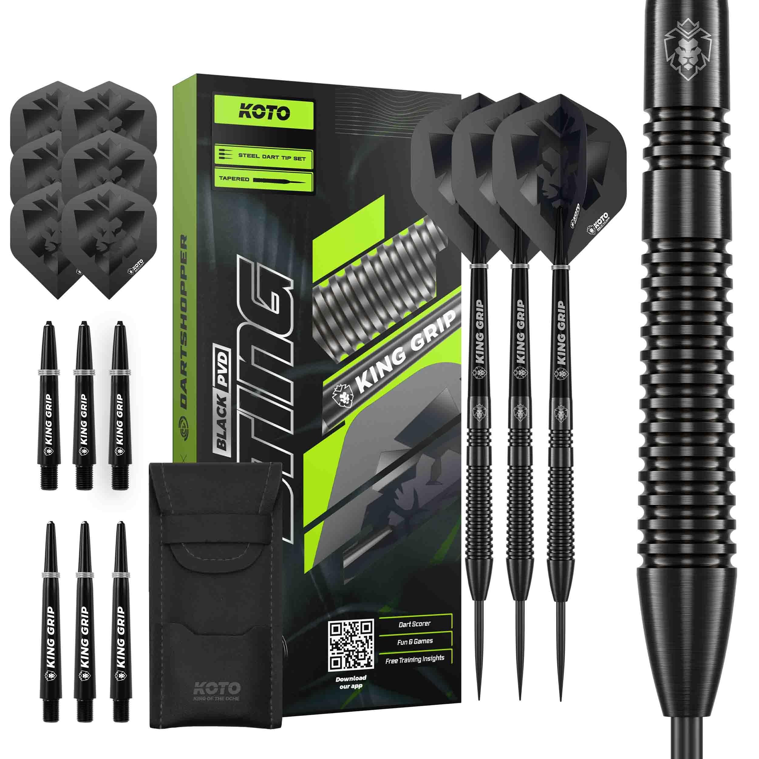 KOTO – Sting Black Tapered 90% Tungsten Rzutki, 28G, Czarny, Steel Tip