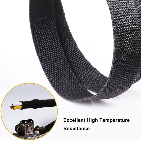 1-1/8 5FT Heat Shrink Braid Sleeve, 2:1 Ratio Shrinkable Braid Tube for Wire Management Automotive Marine Cable Protection Sleeve Bundle Irregular Tubes