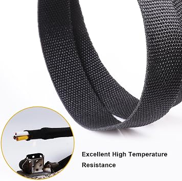 1-1/8 5FT Heat Shrink Braid Sleeve, 2:1 Ratio Shrinkable Braid Tube for Wire Management Automotive Marine Cable Protection Sleeve Bundle Irregular Tubes