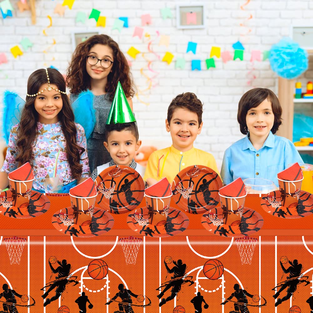Doyomtoy 61 pezzi decorazione da tavolo da basket Piatti e bicchieri per festa di compleanno bambini