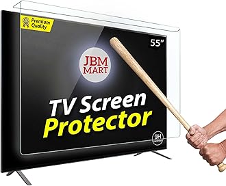 - JBM MART® 55 Inch TV Screen Protector - Tempered Glass Guard, 9H Hardness, Scratch resistance, Crystal Clear | 3 mm Thickness