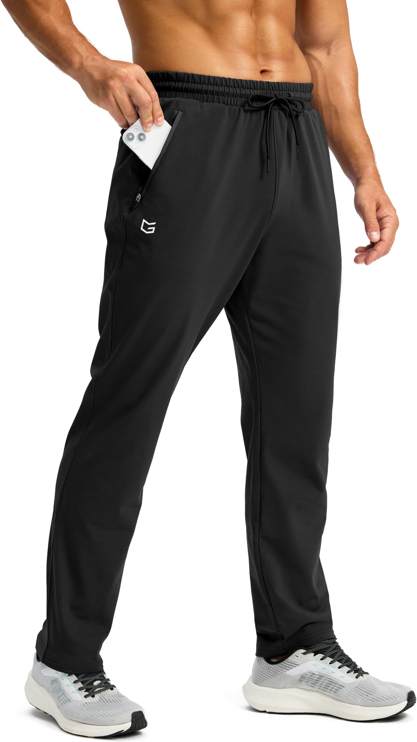 Men's Fleece Lined Winter Pants with 3 Zipper Pockets Warm Athletic Joggers Workout Running Sweatpants for Men