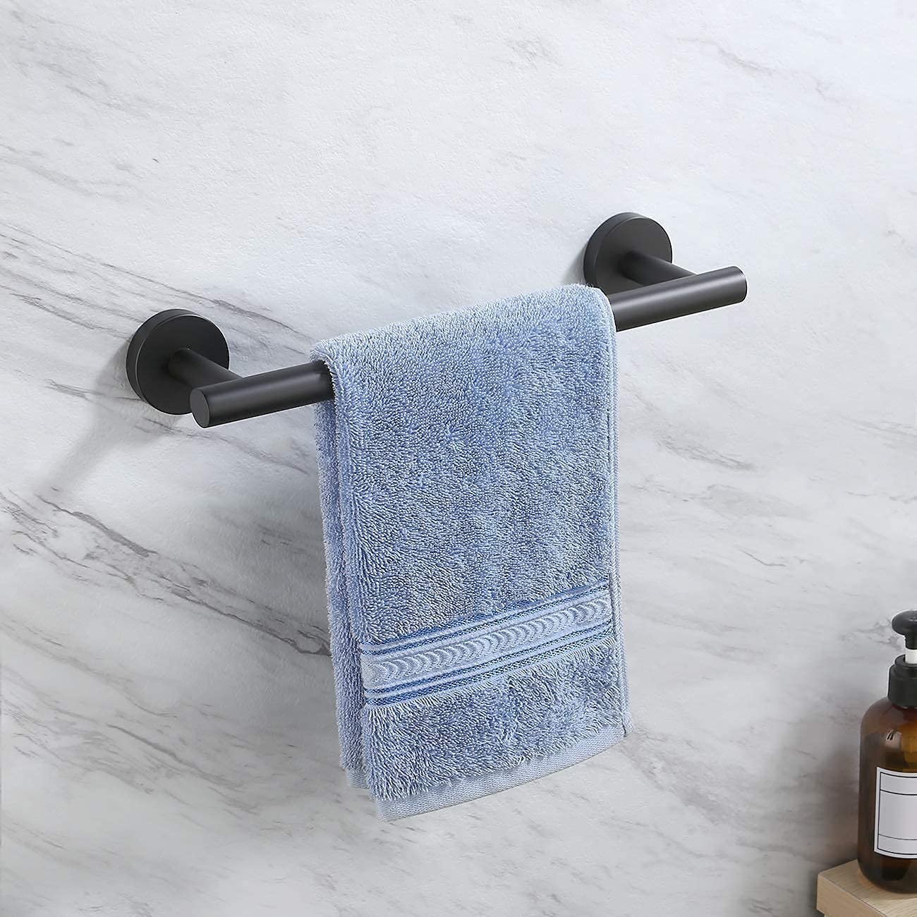 ISCBAFYX Porta Asciugamani Porta Asciugamani da Bagno in Acciaio Inox: Finitura Nero Opaco, Porta Asciugamani a Parete con Asta Lunga 30 cm