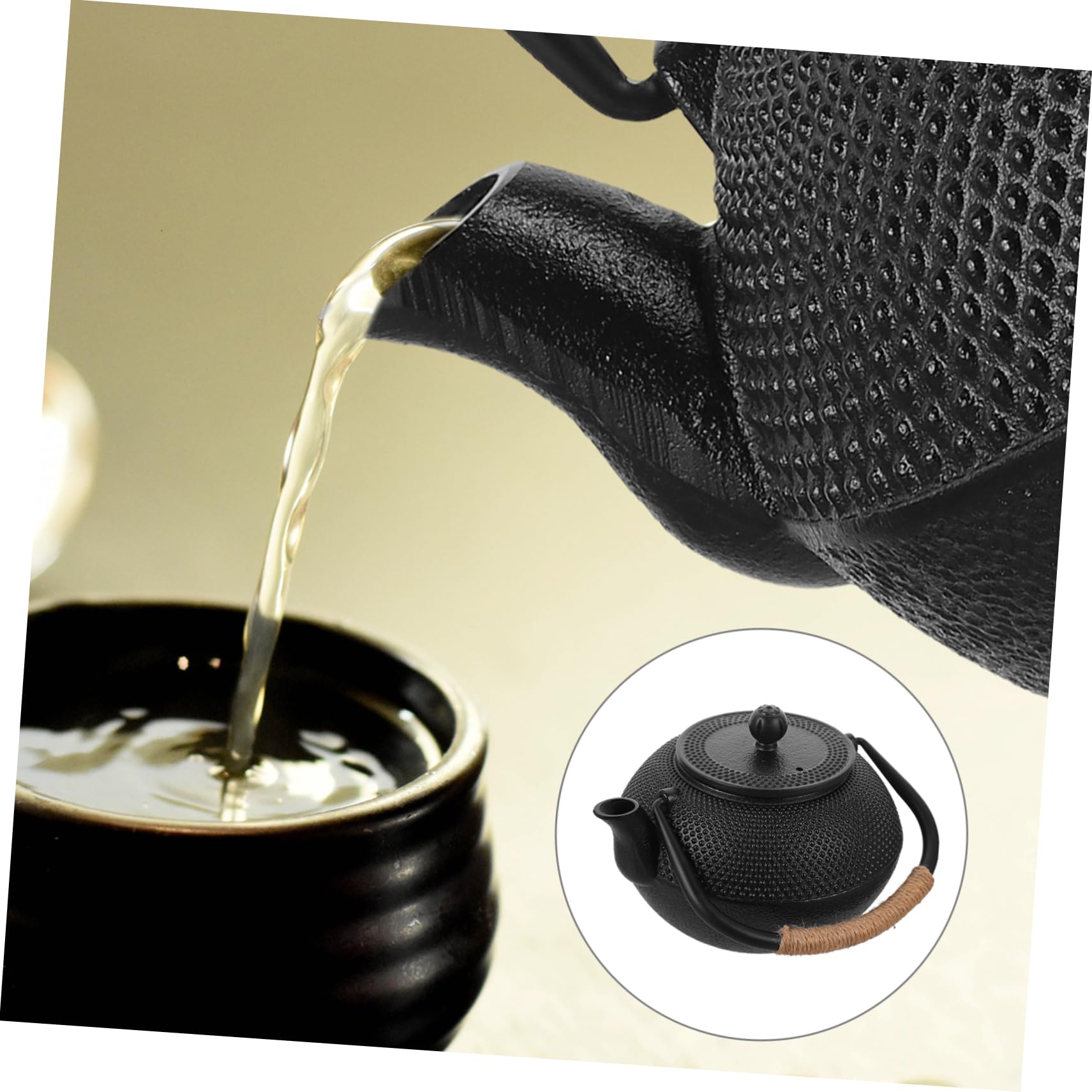 Teiera in Ghisa Giapponese 1, 2l Nera con Infusore e Coperchio | Capacità 1200ml, Ferro con Acciaio Inossidabile, Stile Semplice per Tè e Decorazione Tavola