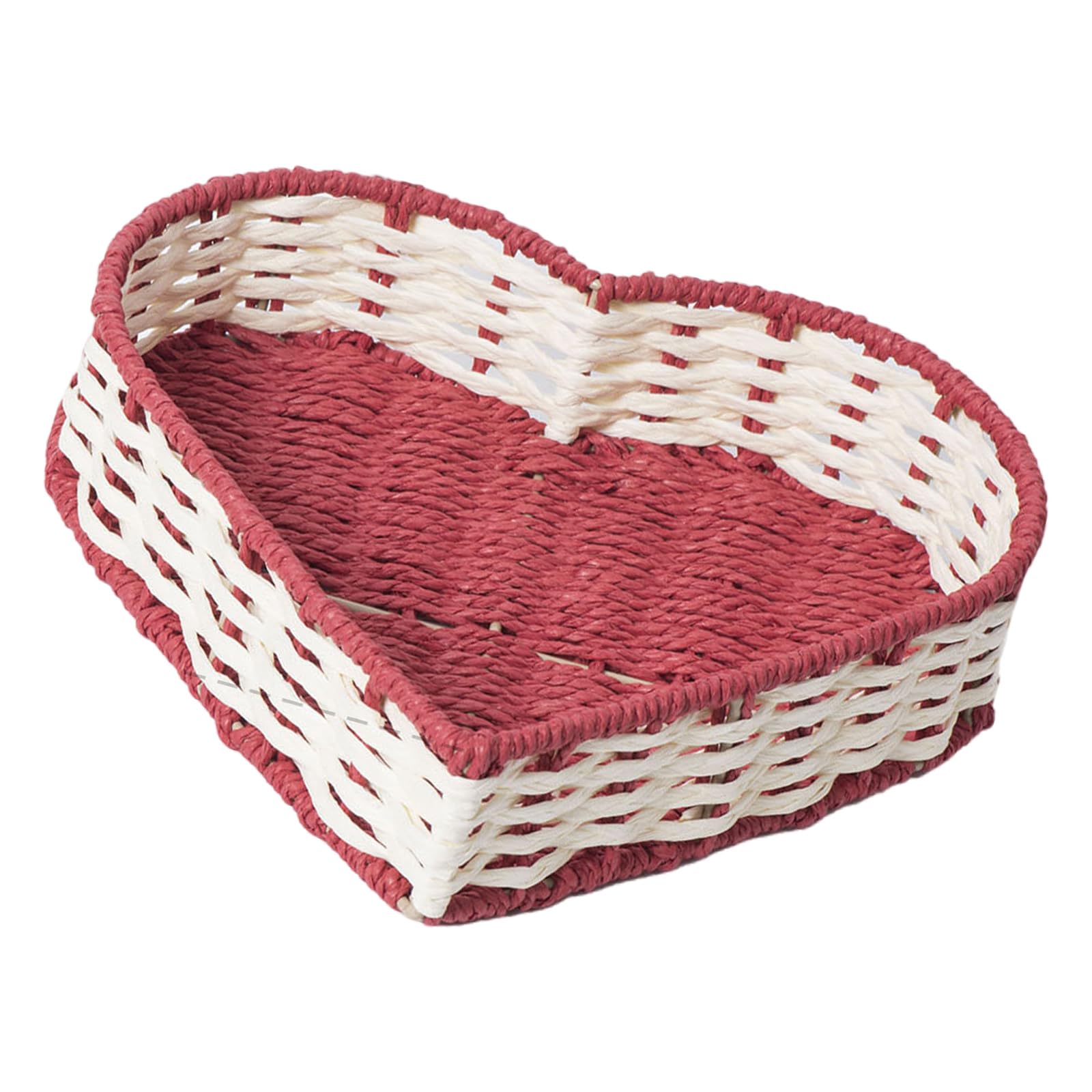 Mekalero 152 Large Heart Shaped Woven Basket For Bread Fruit Vegetables Home Decoration Storage Organiser Desktop Snacks Holder Heart Shaped Storage Basket