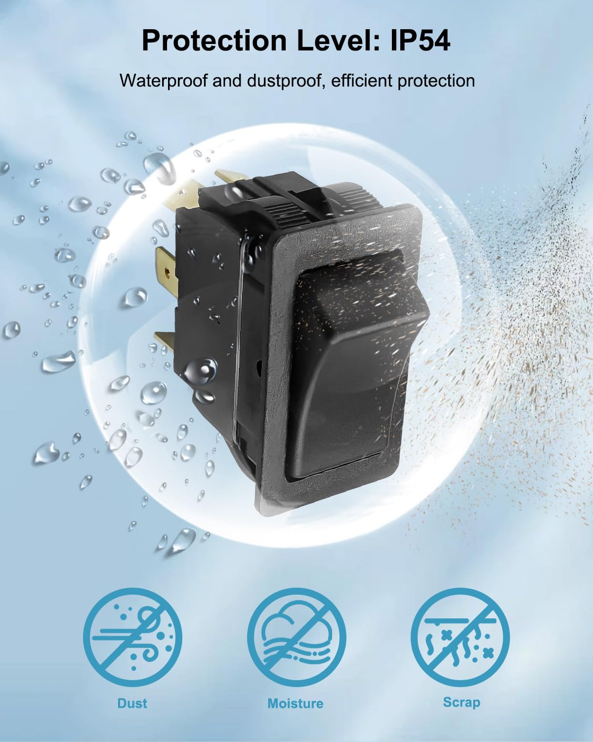 6 Pin Rocker Switch Replace HY60B, ON-Off-ON Push Button Switch, 125/250 V 20/15 A Pushbutton Switch for Industrial Electric Power Equipment Control