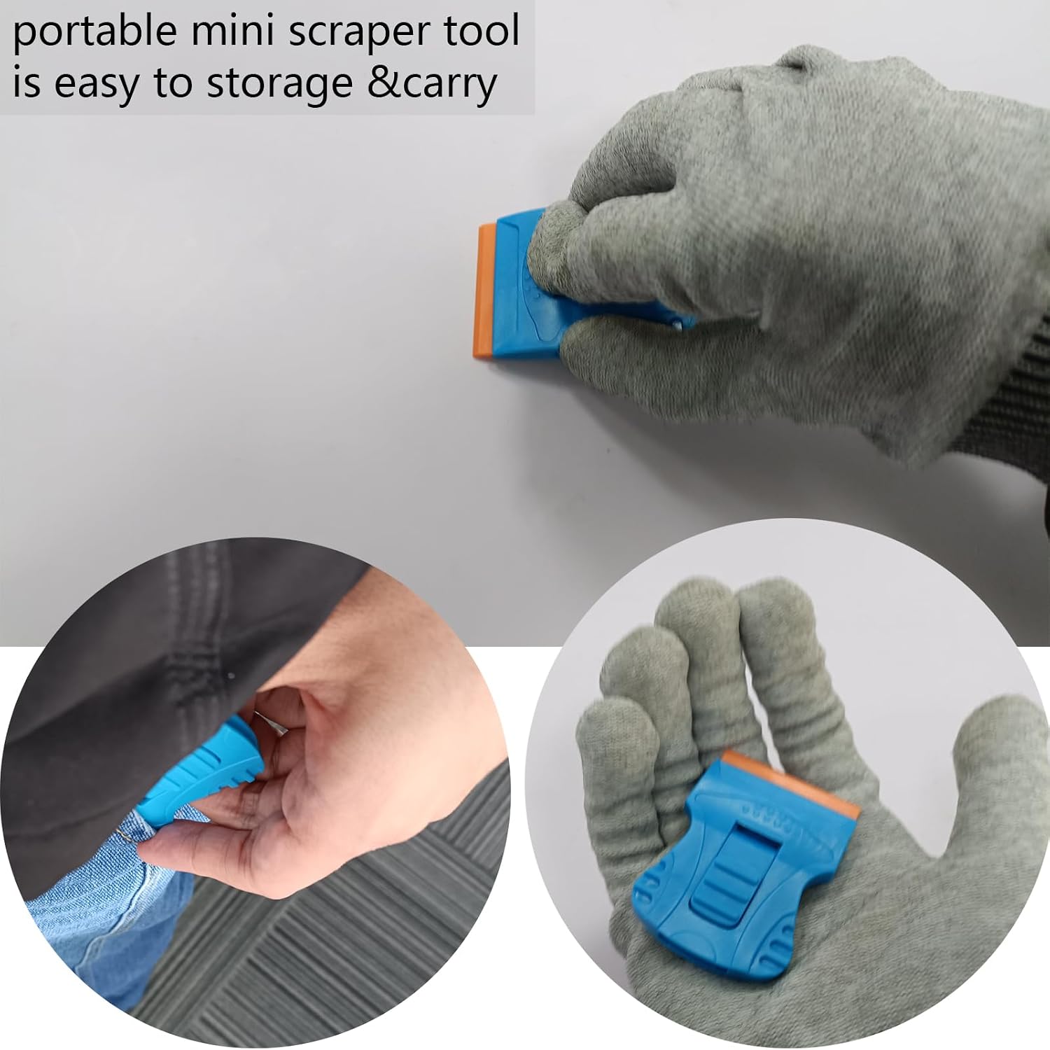 Razor Blade Scraper 8pcs Mini Plastic Scraper Tool,Razor Blade Scraper Tool with 5pcs Plastic Razor Blades & Stainless Steel Blades,Cleaning Razor Scraper,Window Scraper,Glass Scraper