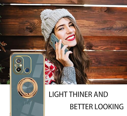 Miniatura 6 de Wousunly Compatible con Redmi 12C Case Ring Holder Magnet Green, para Xiaomi Redmi 12C Funda de teléfono Funda de silicona a prueba de golpes