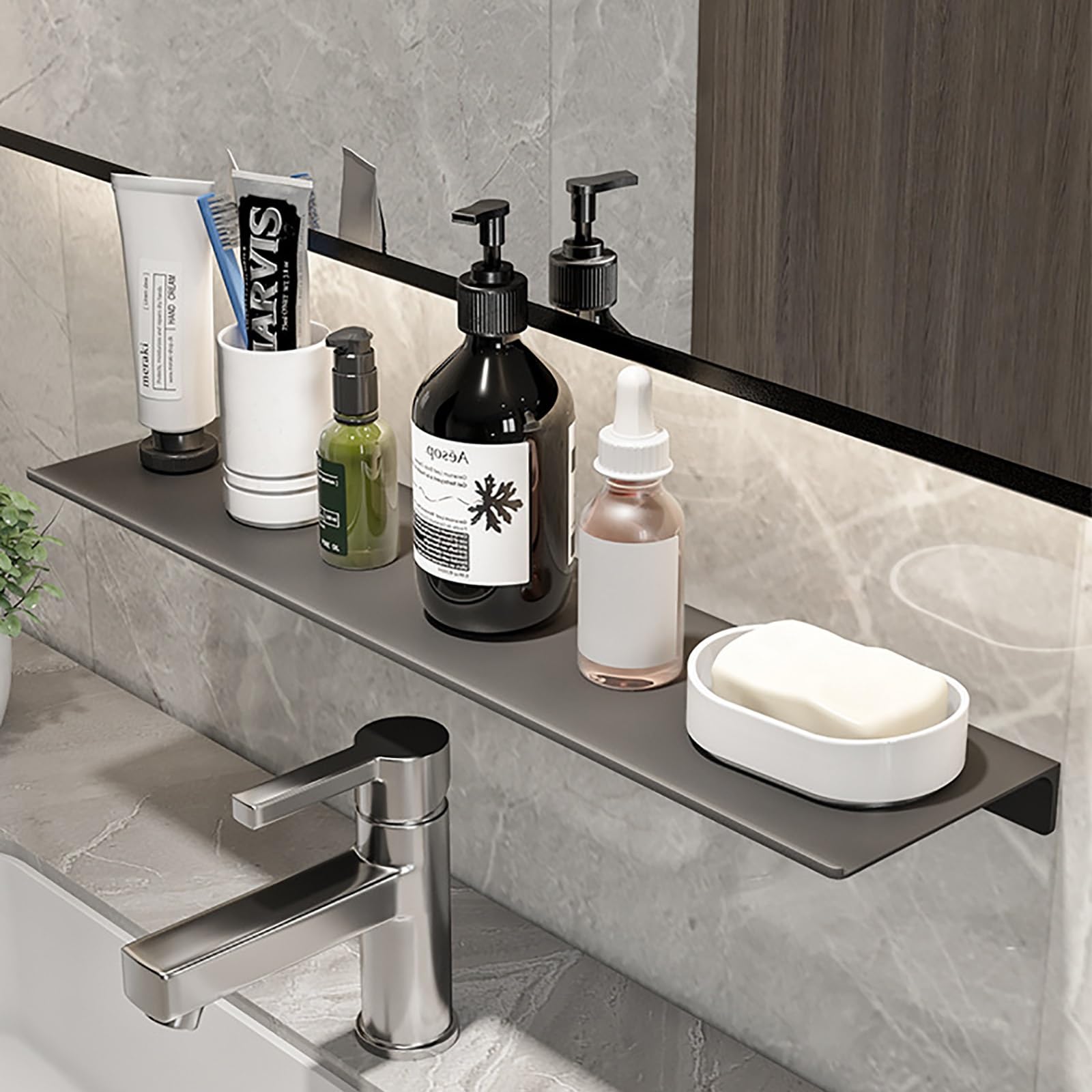 Wall Mounted Bathroom Shower Caddy Rustproof Metal Bracket Larger Capacity Shower Shelves Adhesive Shower Organizers and Storage for