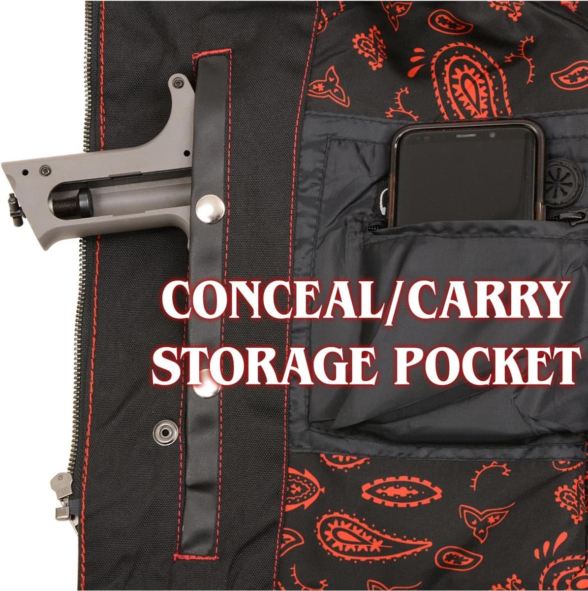 Milwaukee Leather Men’s Leather Club Vest – Paisley Lining, Contrast Stitch, Patch Ready Back, Storage Pockets - Image 5