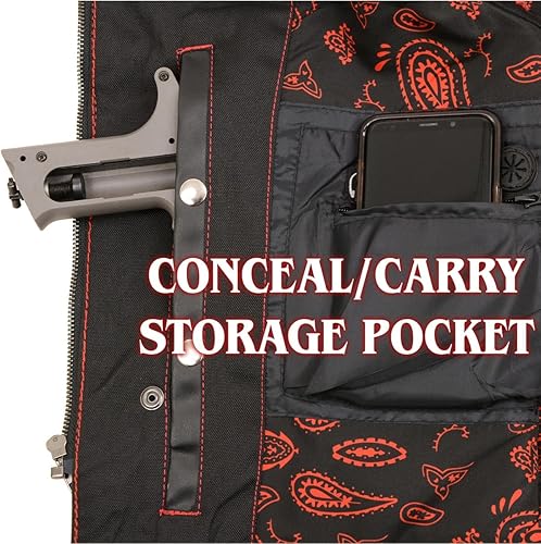 Miniatura 5 de Milwaukee Leather MLM3526 Men's Black Old Glory Accented Red Stitching Leather Vest  WArmhole Trim Open Collar Design - Small