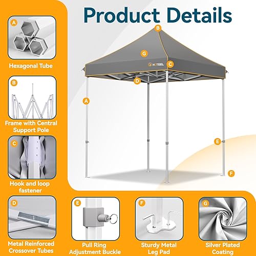 Miniatura 2 de Tienda de campaña de playa JUDVX - Tienda de campaña portátil con 4 postes y 8 sacos de arena para playa, campamento, patio trasero, picnic, 11 x 10