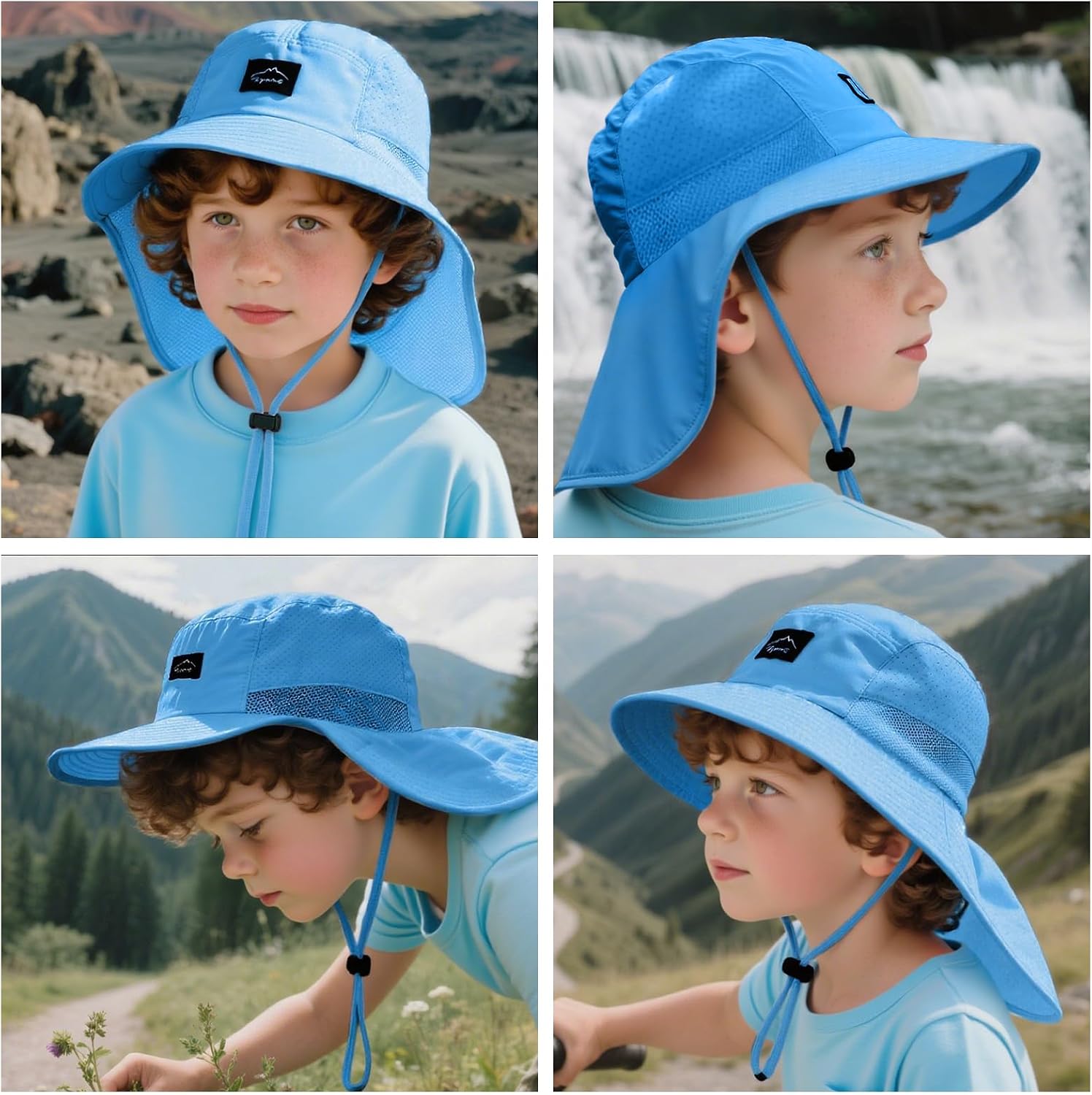 ZOORON Kids Sun Hat with Neck Flap UPF 50+ UV Protection Wide Brim Breathable Fishing Safari Beach Summer Hat for Boys Girls