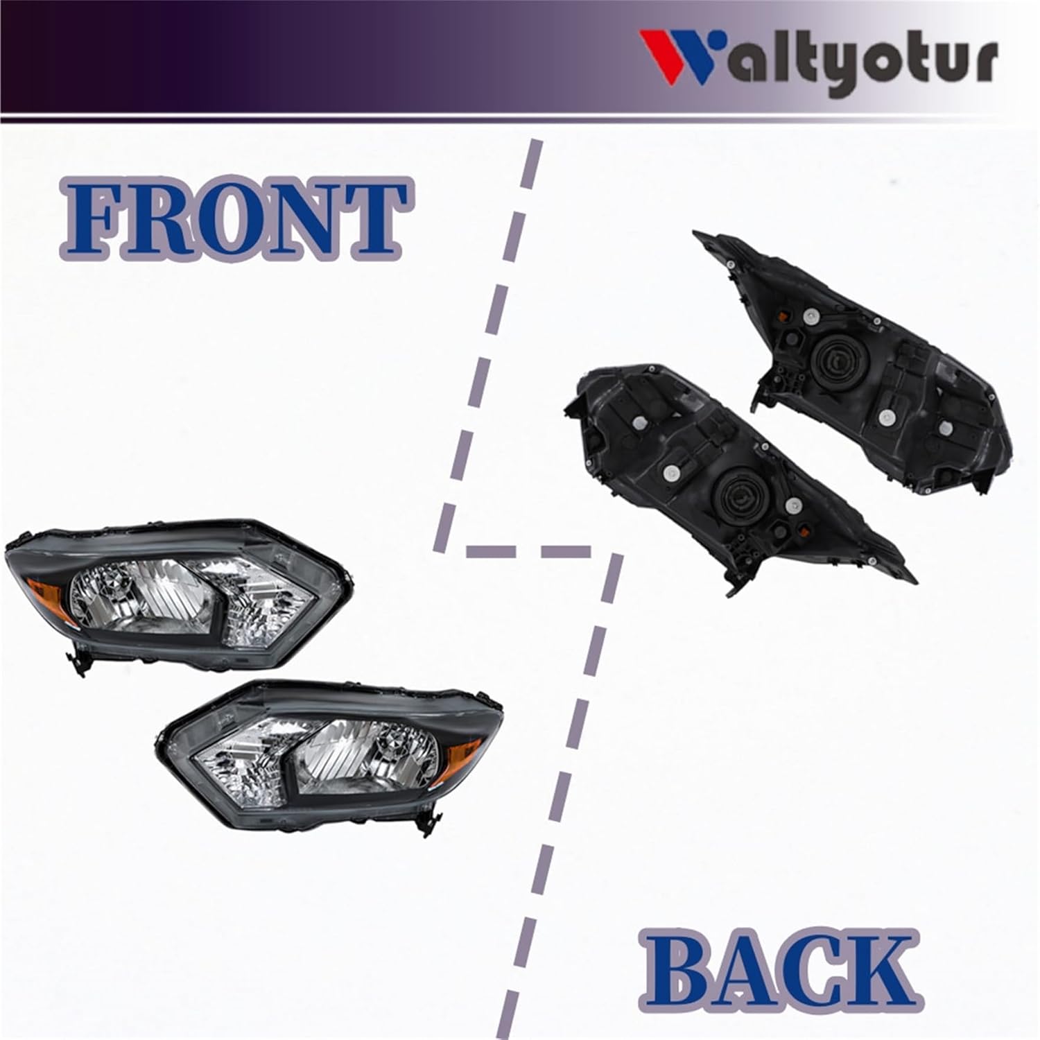 waltyotur Headlights Assembly Left and Right Side Replacement for HRV 2016 2017 2018 Headlights Black Housing Replacement for 33150T7SA01 33100T7SA01 HO2503171 HO2502171